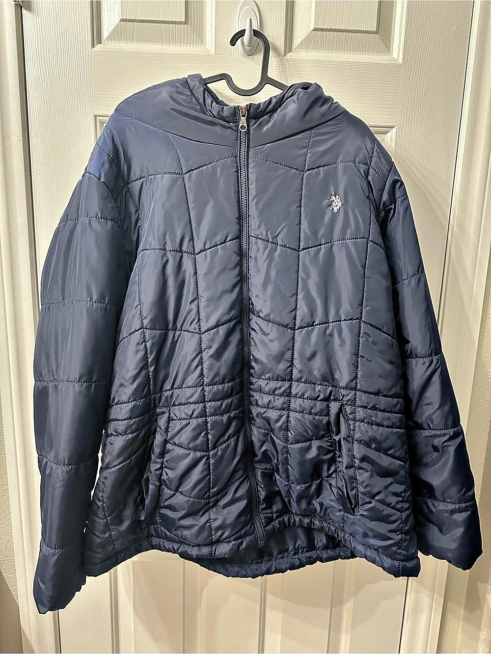 U.S. Polo Assn. Puffer Jacket Quilted Hooded Jacket Navy Blue 2X